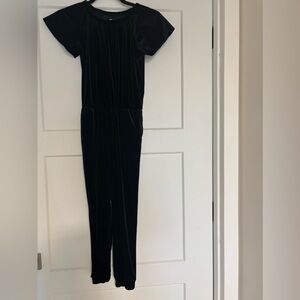 Gap Kids Girls Black Velvet Short Sleeve Jumpsuit Size M